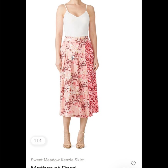 Mother of Pearl Dresses & Skirts - Mother of Pearl Sweet Meadow Kenzie Silk Midi Wrap Skirt pink floral Size 6 GUC